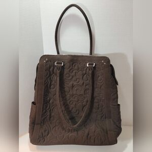 Vera Bradley Elegant Brown Quilted Tote Bag